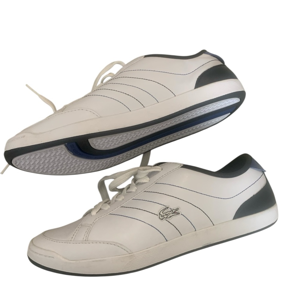 Lacoste Men's White and Navy Sneakers